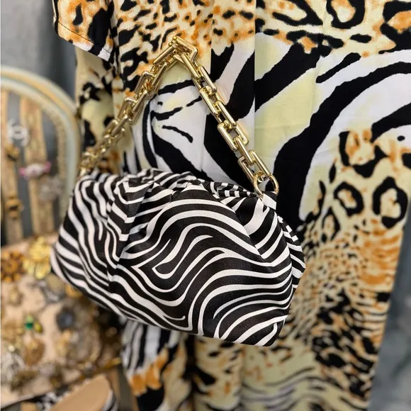Ann Taylor Zebra Sandals with Bag, Kaftan and Jewelry