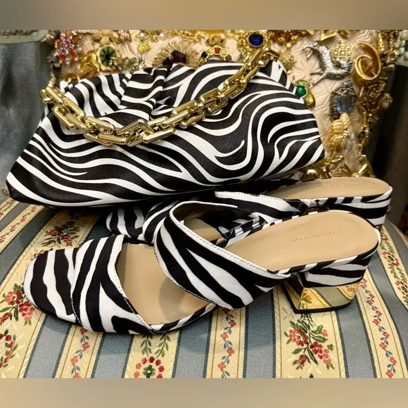 Ann Taylor Zebra Sandals with Bag, Kaftan and Jewelry