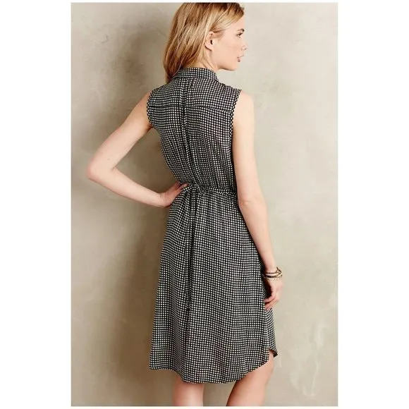 Anthropologie 11.1.TYLHO Gingham Askew Shirtdress Black White sz S Women's NEW