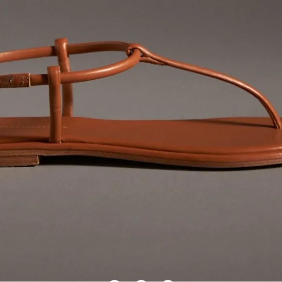 Anthropologie Brown Leather Thong Sandals