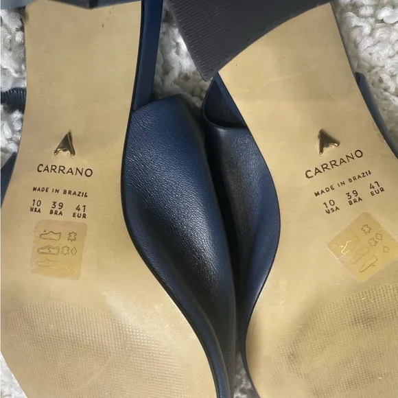Anthropologie Carrano Kennedi Leather Chunky Heel Sandals in Blue Sz. 10