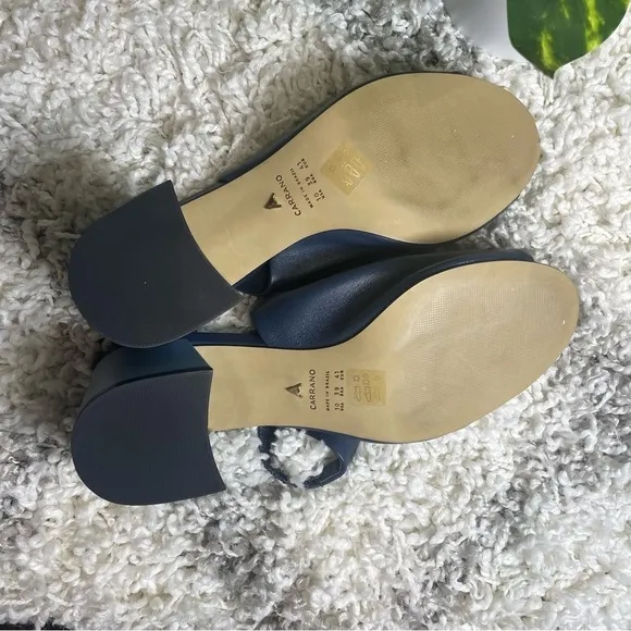 Anthropologie Carrano Kennedi Leather Chunky Heel Sandals in Blue Sz. 10