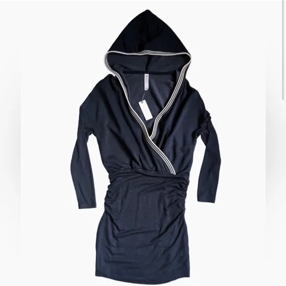 Anthropologie Daily Practice Casual Rouched Dress Black Women's SMALL