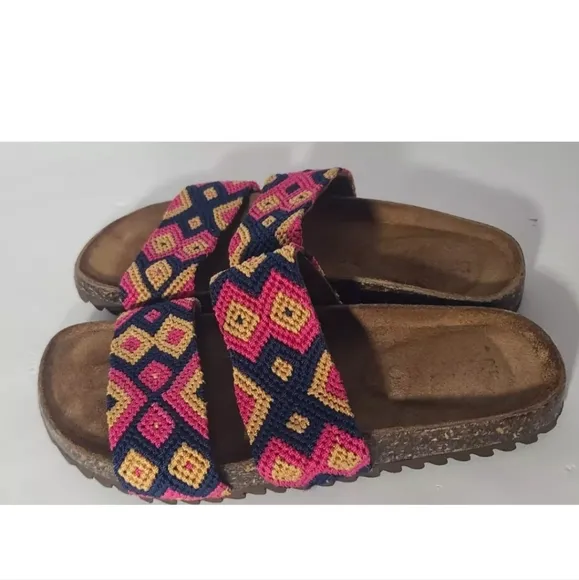 Anthropologie Eclectic Array Geometric Harmonic Tan Chiapas Sandals US 7 RT $240