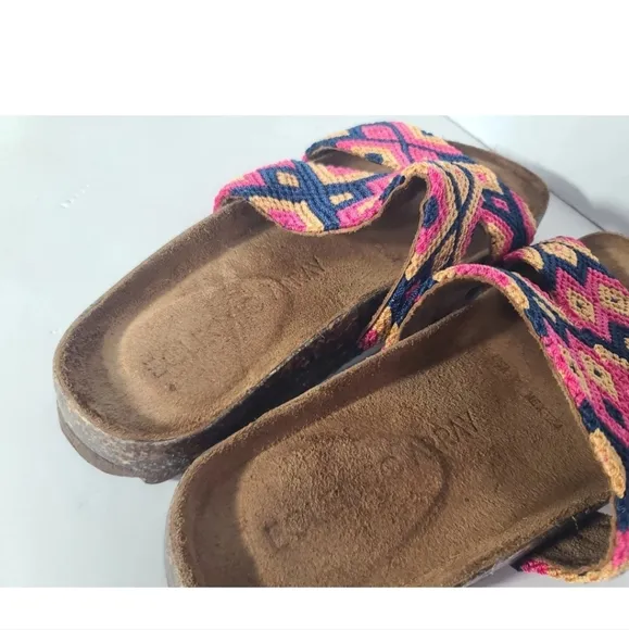 Anthropologie Eclectic Array Geometric Harmonic Tan Chiapas Sandals US 7 RT $240