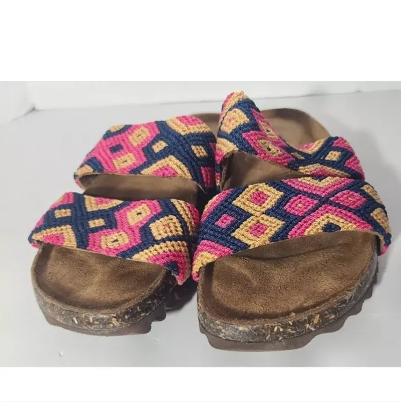 Anthropologie Eclectic Array Geometric Harmonic Tan Chiapas Sandals US 7 RT $240