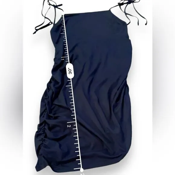 Anthropologie Hutch Navy Blue Sleeveless Ruched Asymmetrical Mini Dress Sz S NEW
