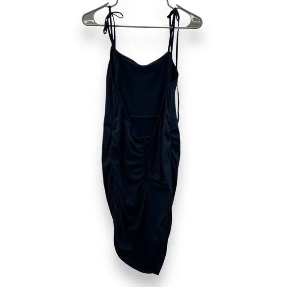Anthropologie Hutch Navy Blue Sleeveless Ruched Asymmetrical Mini Dress Sz S NEW