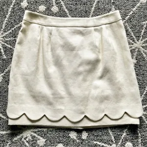 Anthropologie Leifsdottir Linen Layered Scallop Mini Skirt In Cream Size 6 NWT