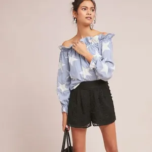 Anthropologie Lenon Black High Rise Dot Shorts XS