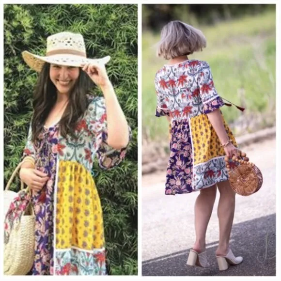 Anthropologie Lilka Patchwork Trapeze Dress Women's Size XS