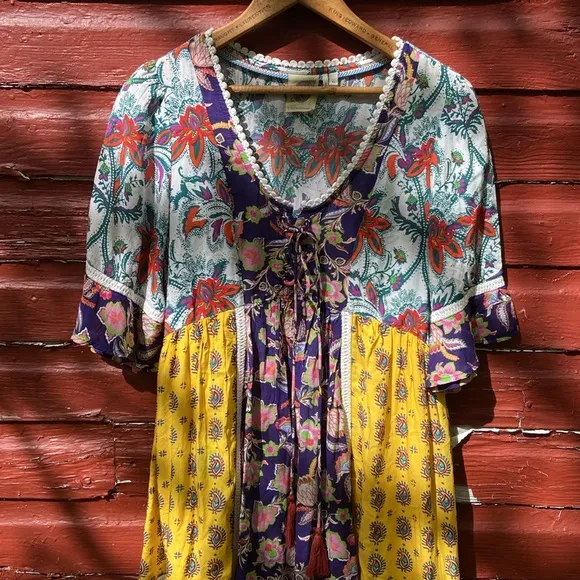 Anthropologie Lilka Patchwork Trapeze Dress Women's Size XS