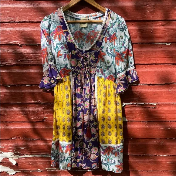 Anthropologie Lilka Patchwork Trapeze Dress Women's Size XS