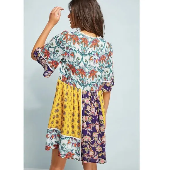 Anthropologie Lilka Patchwork Trapeze Dress Women's Size XS