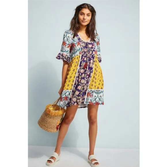 Anthropologie Lilka Patchwork Trapeze Dress Women's Size XS