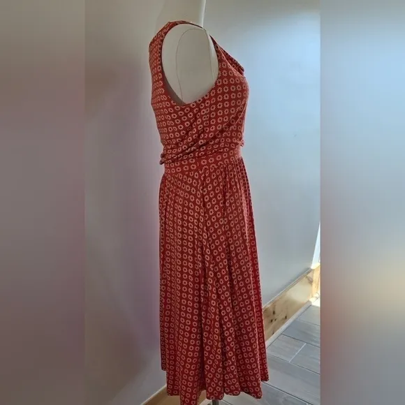 Anthropologie Maeve Cowl Neck Sleeveless Knit Dress Orange Daisy Print Sz. XS