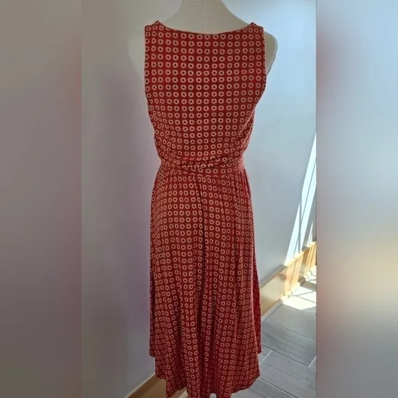 Anthropologie Maeve Cowl Neck Sleeveless Knit Dress Orange Daisy Print Sz. XS