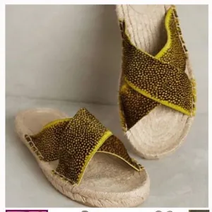 Anthropologie Miss Albright Calf Hair Slide Sandals