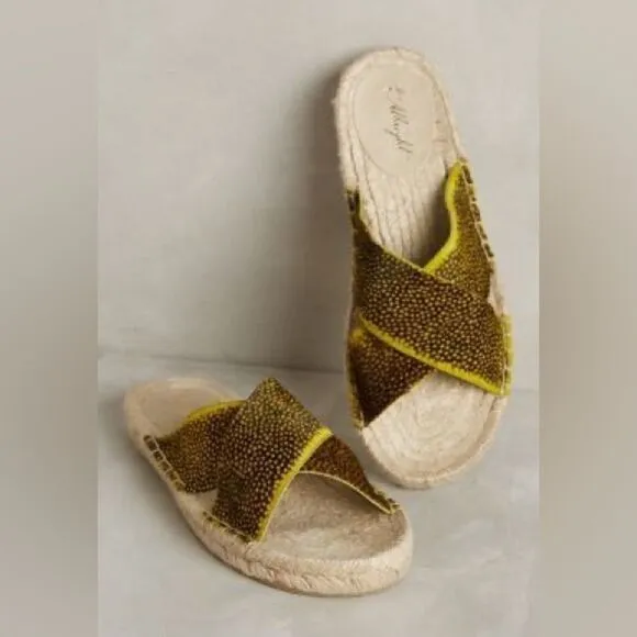 Anthropologie Miss Albright Calf Hair Slide Sandals