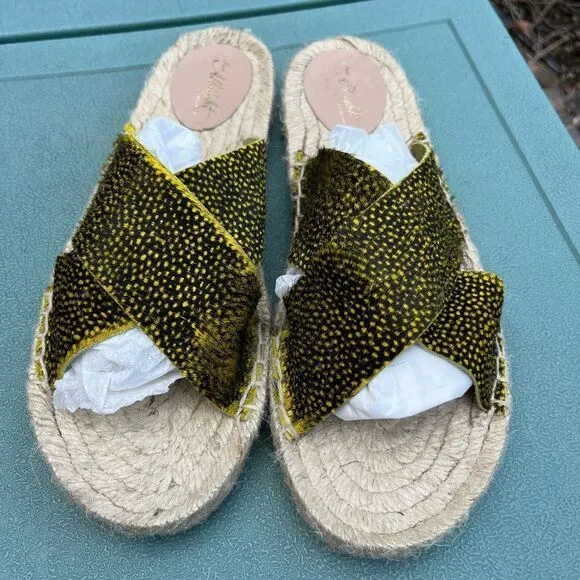 Anthropologie Miss Albright Calf Hair Slide Sandals