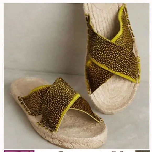 Anthropologie Miss Albright Calf Hair Slide Sandals