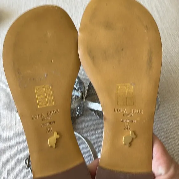 Anthropologie NWT Lola Cruz Ringstone Silver embellished sandal Pool Party