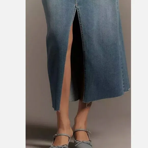 Anthropologie Pilcro L The Madi Front-Slit Denim Strapless Dress NWT Large New