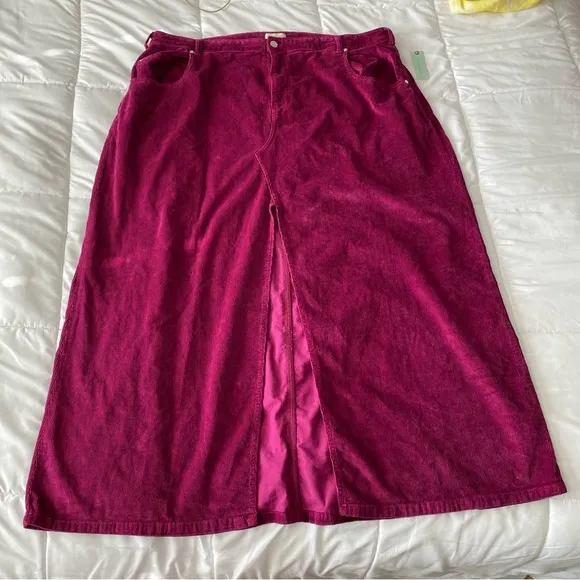 Anthropologie Pilcro The Madi Front-Slit Violet Corduroy Skirt