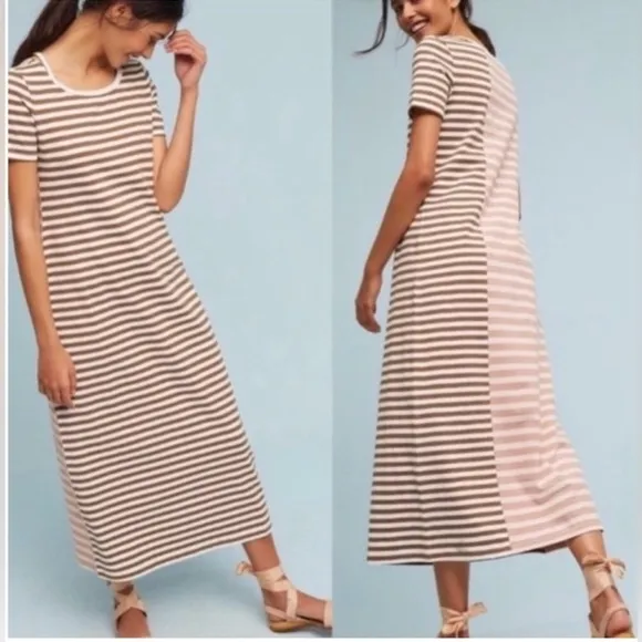 Anthropologie Women’s Saturday Sunday Faith Two-Tone Striped T-shirt Maxi Dress