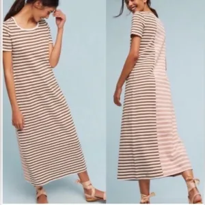 Anthropologie Women’s Saturday Sunday Faith Two-Tone Striped T-shirt Maxi Dress