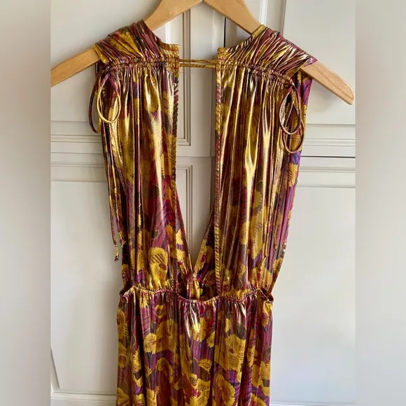 Anthropologie XS 💜💛 Purple &amp; Gold Shimmery, Bohemian, Shine Kaftan