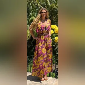 Anthropologie XS 💜💛 Purple &amp; Gold Shimmery, Bohemian, Shine Kaftan