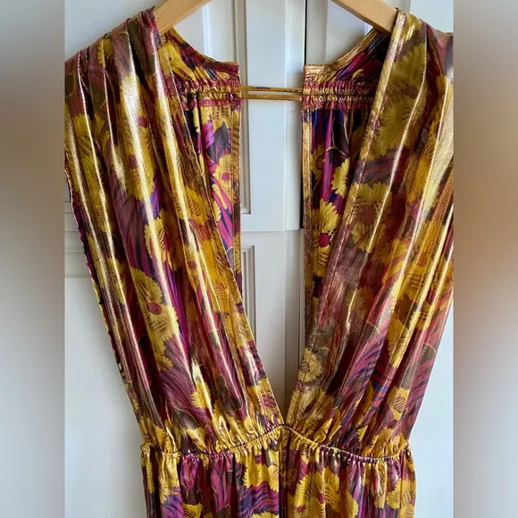 Anthropologie XS 💜💛 Purple &amp; Gold Shimmery, Bohemian, Shine Kaftan