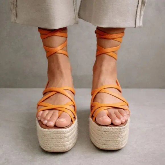 Anthropologie x Alohas Paw Paw Sprits Platform  Sandals size 37