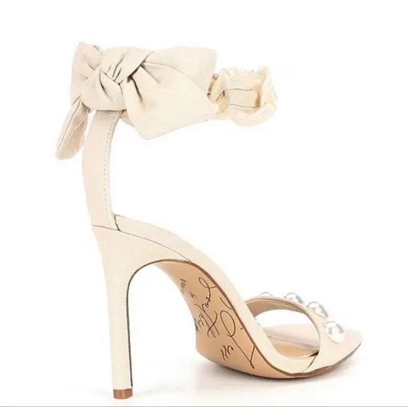ANTONIO MELANI x Jess Southern Jean Pearl Studded Bow Chain Dress Sandal SZ 8.5