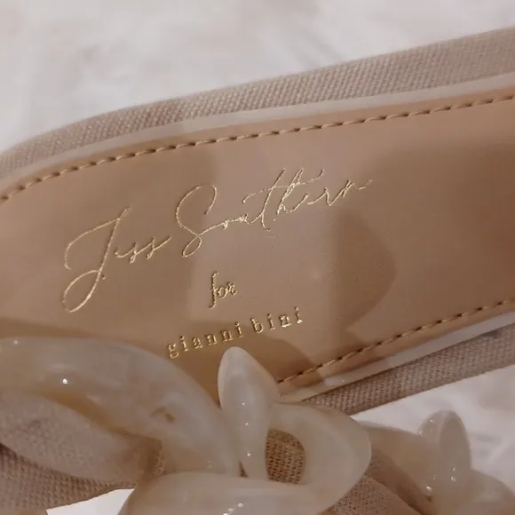 ANTONIO MELANI x Jess Southern Jean Pearl Studded Bow Chain Dress Sandal SZ 8.5