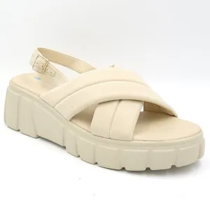 Aqua College Women Godess Slingback Chunky Platform Sandals Sz US 11M Bone Beige