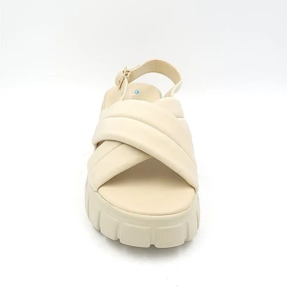 Aqua College Women Godess Slingback Chunky Platform Sandals Sz US 11M Bone Beige