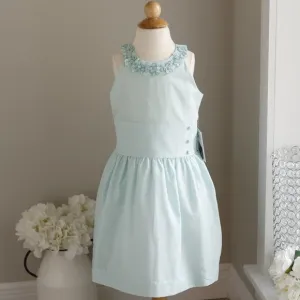 Aqua Mint Candy Striped Halter Neckline Cotton Sundress Boutique Luli &amp; Me NWT