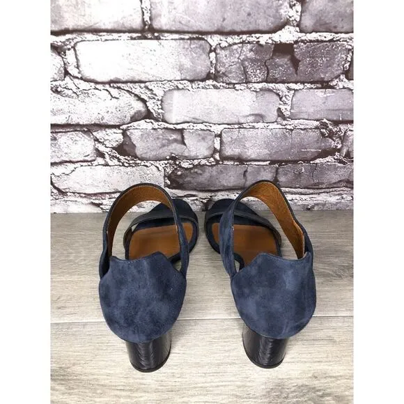 Aquatalia Blue Suede Leather Ankle Strap Heel Sandals Women’s Sz 11M US/42EU