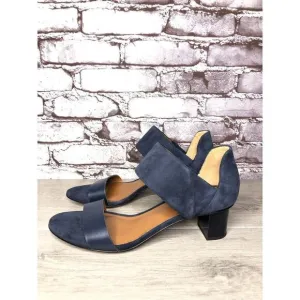 Aquatalia Blue Suede Leather Ankle Strap Heel Sandals Women’s Sz 11M US/42EU