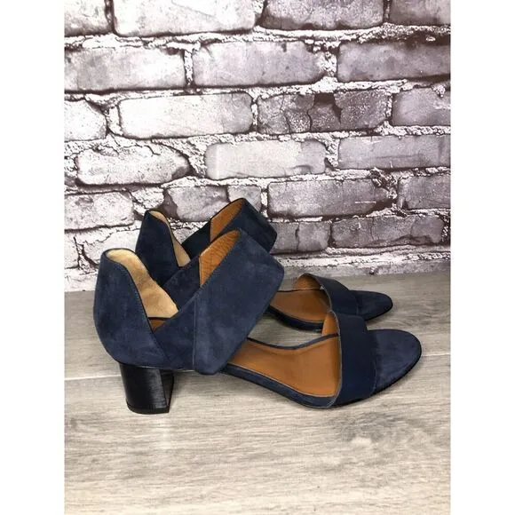 Aquatalia Blue Suede Leather Ankle Strap Heel Sandals Women’s Sz 11M US/42EU