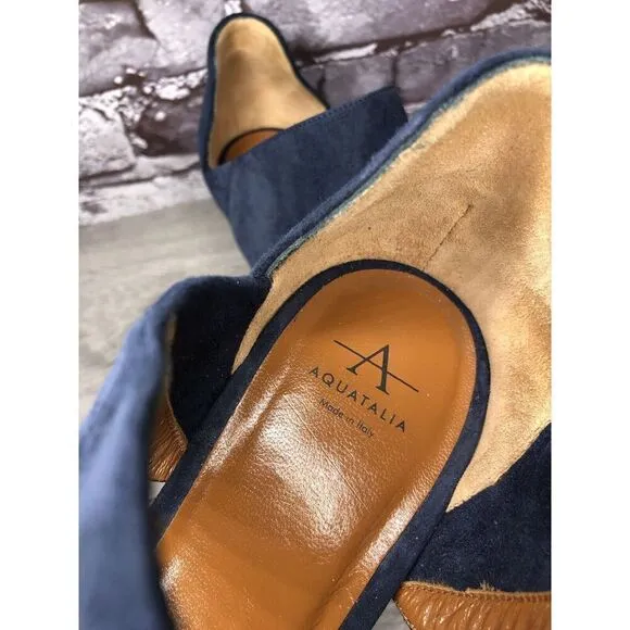 Aquatalia Blue Suede Leather Ankle Strap Heel Sandals Women’s Sz 11M US/42EU