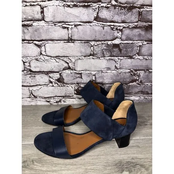 Aquatalia Blue Suede Leather Ankle Strap Heel Sandals Women’s Sz 11M US/42EU
