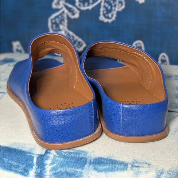 Aquatalia Nappa Leather Slip On Slide Shoe Sandals Royal Blue Women's Size 8