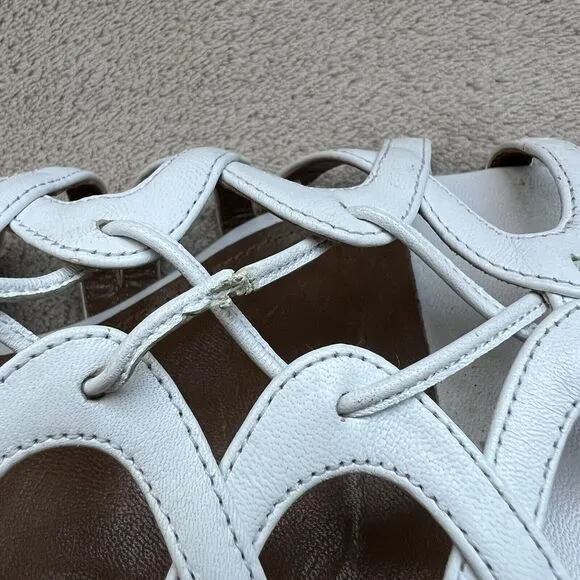 Aquazzura White Leather Gladiator Flat Sandal Gold Low Heel EU 41 US 10.5 - 11