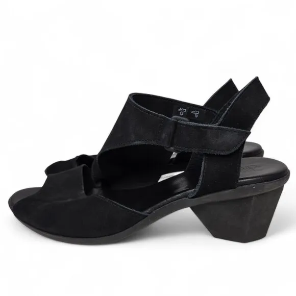 Arche Obibbi Black Suede Heeled Sandals Women's Wrap Around Open Toe Dressy 11