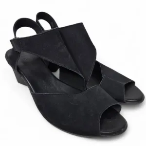 Arche Obibbi Black Suede Heeled Sandals Women's Wrap Around Open Toe Dressy 11