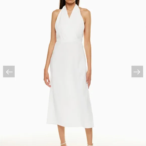 Aritzia Babaton Linen Blend White Halter Dress 6