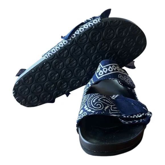 Arizona Love Apache Bandana Print Open Toe Sandals Blue‎ Size 9 New